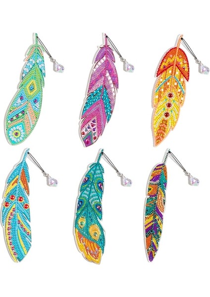 H 6 Adet Dıy Elmas Boyama Imi Tüy Şekli Imleri Elmas Mozaik Imi Elmas Nakış Çapraz Dikiş El Sanatları Hediye (Yurt Dışından)