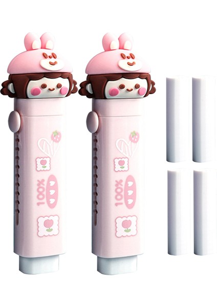 Kız Şekilli 2 Adet Değiştirmeler Çocuklar Parti Iyilik Kauçuk Itme Çekme Geri Çekilebilir Silgi Kalem Astronot Yazma Sevimli Karikatür Yedekler Çizim (Yurt Dışından) modelleri