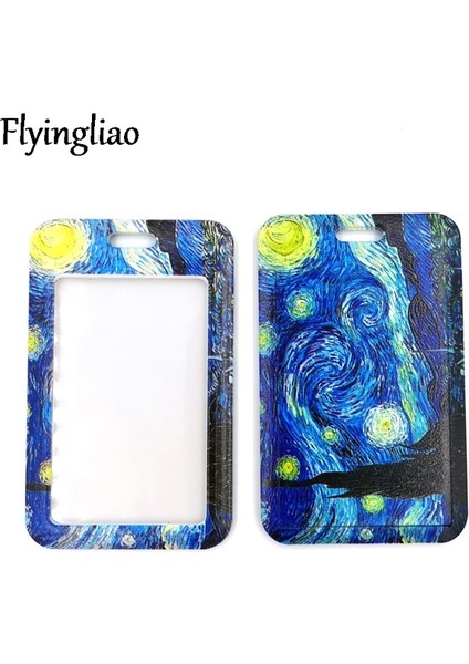 Kart Sahibi Van Gogh Yağlıboya Yıldızlı Gökyüzü Anime Kordon Rozet Tutucu Kımlık Kartı Boyunluklar Cep Telefonu Halat Anahtar Kordon Boyun Askıları Anahtarlık (Yurt Dışından)