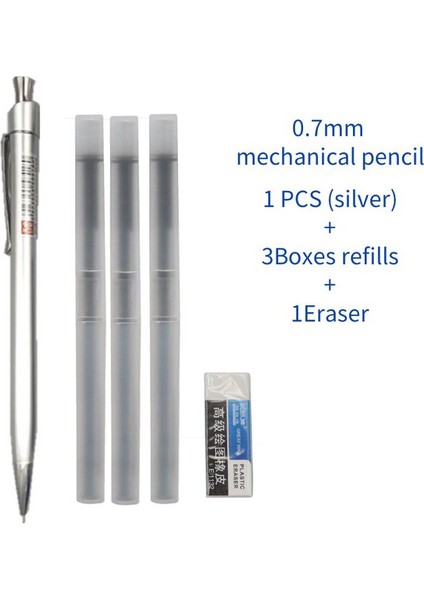 0.7mm Gümüş Güzel Ağır Duygu Mekanik Kurşun Kalem 2b 0.5 0.7mm Öğrenci Yazma ve Boyama Kalemi (Yurt Dışından)