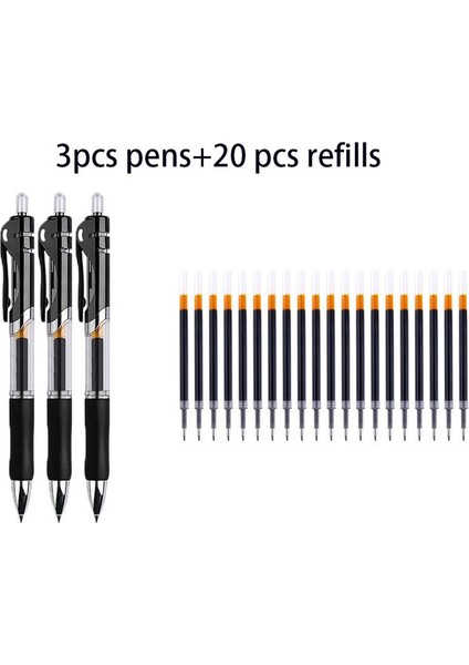 Siyah Set C-23PCS Jel Kalem Dolum Seti Okul Malzemeleri Siyah Mavi Kırmızı Mürekkep Rengi 0.5mm Geri Çekilebilir Tükenmez Kalemler Iş Öğrenci Okul Ofis (Yurt Dışından)