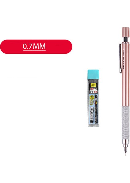 0.7mm-Pembe Profesyonel Metal Mekanik Kurşun Kalem 0.5mm 0.7mm Düşük Yerçekimi Otomatik Grafit Kalem 100 Adet Dolum Beraberlik Okul Malzemeleri (Yurt Dışından)