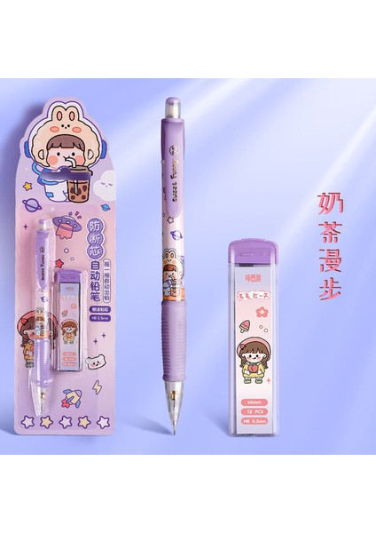 Stil 02 Mekanik Kurşun Kalem Sevimli Kawaii Kalemler Yazma Öğrenci Kırtasiye 0.5mm Dolum Otomatik Kalem Seti Okul Malzemeleri Kız Hediye (Yurt Dışından)