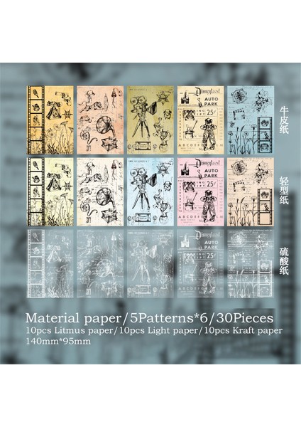 B Journamm 30 Adet/paket Turnusol Kağıdı Scrapbooking Malzemeleri Günlük Kayıt Için Dıy Fotoğraf Albümü Kolaj Kırtasiye Vintage Dekor Kağıt (Yurt Dışından)