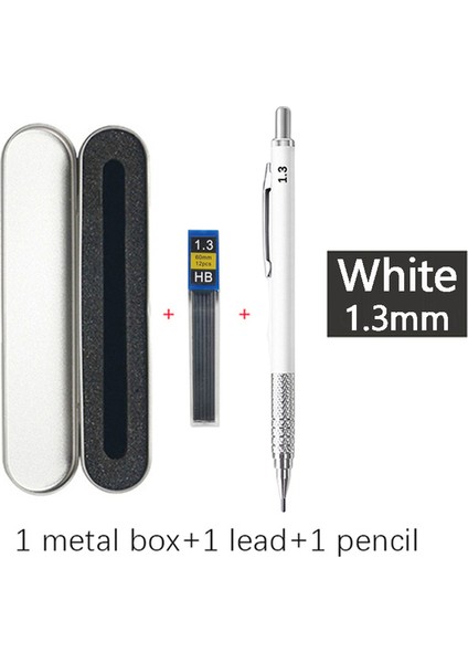 1.3 Beyaz ve Kutu 0.3 0.5 0.7 0.9 1.3 2.0mm Mekanik Kalem Seti Metal Kalem Kutusu ile Hb Talepleri Okul Ofis Hediye Kutusu Öğrenci Boyama Malzemeleri (Yurt Dışından)