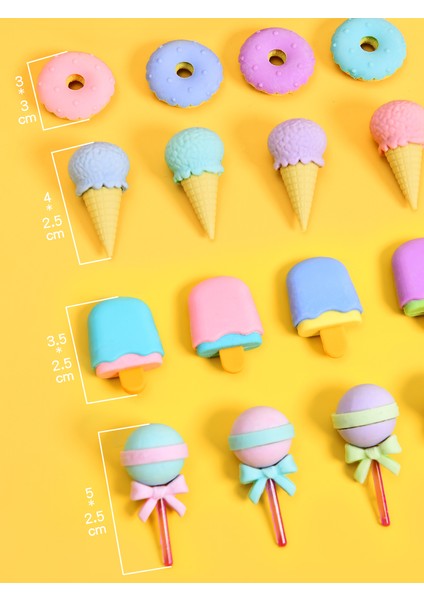 Lolipop Bir Set 2022 Çocuklar Silgi Karikatür Sevimli Kalem Silgi Tatlı Silgi Lolipop Popsicle Donuts Çocuklar Için Kauçuk Kalem Silgisi (Yurt Dışından)