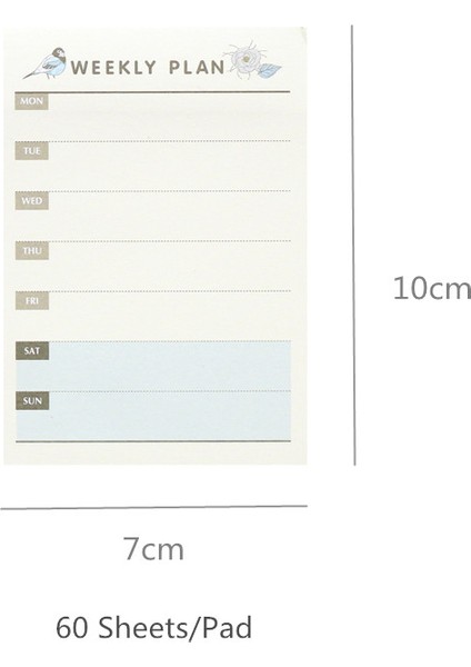 D 60 Yaprak/paket Kawaii Kuşlar Çiçekler Aylık Haftalık Kontrol Listesi Mini Not Notları Ofis Okul Ev Günlüğü Yapılacaklar Not Defteri (Yurt Dışından)