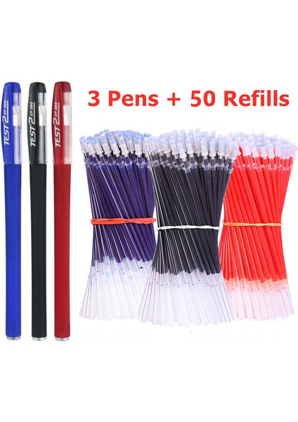 Siyah Set 3 Jel Kalem + 50 Yedek Set 0.38MM Siyah Mavi Kırmızı Mürekkep Günlüğü Yazma Okul Malzemeleri Kırtasiye (Yurt Dışından) fiyatları