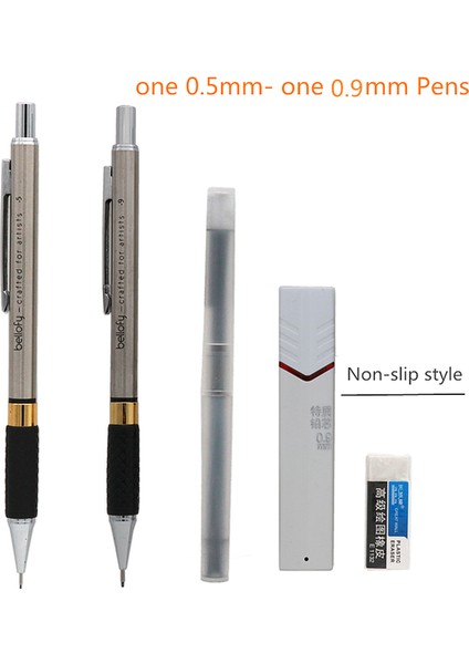 Bir 0.5AND 0.9-B Metal Mekanik Kurşun Kalem 0.5 0.7 0.9mm Öğrenciler Yazma Çizim Tasarımı Siyah Kalem 5 Adet/takım (Yurt Dışından)