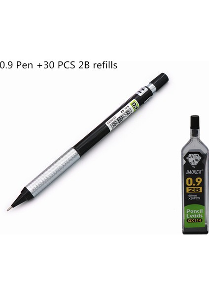 0,9 mm Kurşun Kalem 2b Çok Ince Metal Mekanik Kurşun Kalem 0,3 0,5 0,7 0,9 mm Hb Veya 2b Yedek Dolum Her Kalem, 30 Kalem Ucuyla Birlikte Gelir (Yurt Dışından)