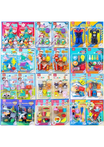 8387 1 Kart Rastgele 1 Adet Çocuklar Için Silgi Simülasyon Uzaylı Modelleme Kauçuk Seti Çıkarılabilir Silgi Öğrenci Hediye Sevimli Kawaii Kırtasiye (Yurt Dışından)