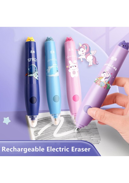 B3 Karikatür Unicorn USB Şarj Edilebilir Elektrikli Silgi Otomatik Çocuk Sevimli Silgi Öğrenci Kurşun Kalem Silgisi Sanat Silgi Ofis Malzemeleri (Yurt Dışından) modelleri