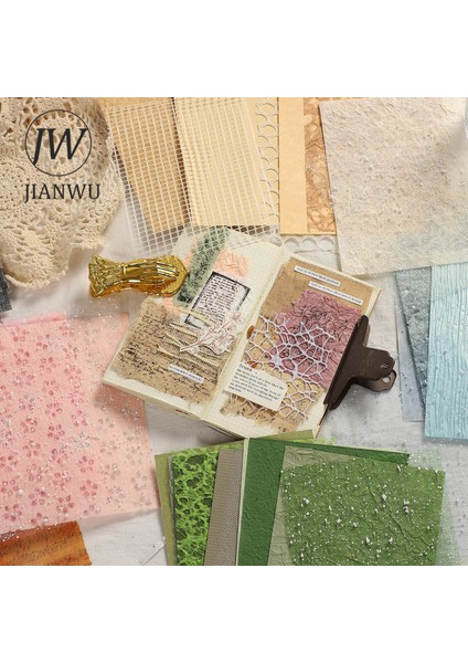 Scz-Dxjswhh-08 Jıanwu 10 Sayfa A5 Gazlı Bez Örgü Içi Boş Karışık Özel Malzeme Kağıt Günlük Bloknot Dıy Scrapbooking Dekorasyon Kağıdı Kırtasiye (Yurt Dışından)