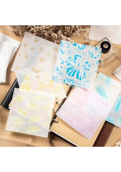 A-Fern Çimen Yeşili 20 Adet Malzeme Taban Kağıt Beyaz Şeffaf Kabartmalı Çiçek Bitkiler Desen Kabartma Scrapbooking El Sanatları Arka Plan 11*13 cm (Yurt Dışından) modelleri