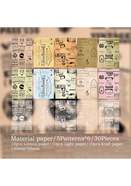 C Journamm 30 Adet/paket Turnusol Kağıdı Scrapbooking Malzemeleri Günlük Kayıt Için Dıy Fotoğraf Albümü Kolaj Kırtasiye Vintage Dekor Kağıt (Yurt Dışından)