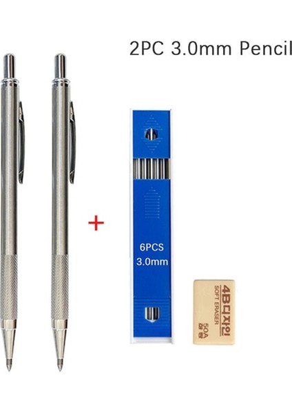 2 Adet 3.0mm Kalem 0.3 0.5 0.7 0.9 1.3 2.0mm Mekanik Kurşun Kalem Seti Tam Metal Sanat Çizim Boyama Otomatik Kurşun Kalem Ofis Okul Kaynağı (Yurt Dışından)