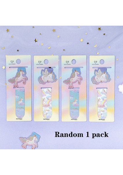 Rastgele 1 Paket Kore Kırtasiye Kawaii Unicorn Manyetik Kitap Ayracı Buzdolabı Mıknatısı Öğrenci Okuma Kırtasiye Kitap Sayfası Işaretleyici Ofis Malzemeleri (Yurt Dışından)
