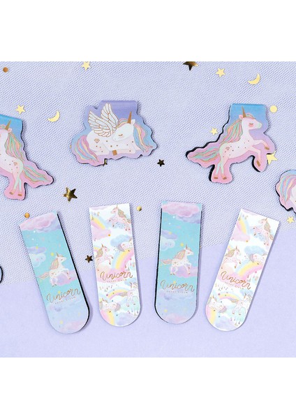 Rastgele 1 Paket Kore Kırtasiye Kawaii Unicorn Manyetik Kitap Ayracı Buzdolabı Mıknatısı Öğrenci Okuma Kırtasiye Kitap Sayfası Işaretleyici Ofis Malzemeleri (Yurt Dışından) modelleri