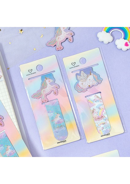 Rastgele 1 Paket Kore Kırtasiye Kawaii Unicorn Manyetik Kitap Ayracı Buzdolabı Mıknatısı Öğrenci Okuma Kırtasiye Kitap Sayfası Işaretleyici Ofis Malzemeleri (Yurt Dışından) fırsatları
