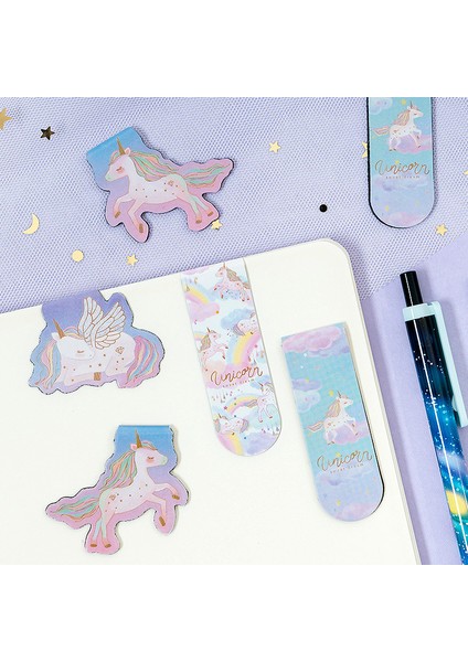 Rastgele 1 Paket Kore Kırtasiye Kawaii Unicorn Manyetik Kitap Ayracı Buzdolabı Mıknatısı Öğrenci Okuma Kırtasiye Kitap Sayfası Işaretleyici Ofis Malzemeleri (Yurt Dışından) indirimleri