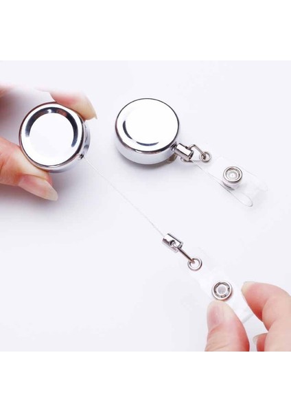 Gümüş Gümüş Metal Geri Çekilebilir Çekme 360 ° Dönen Rozet Makara Kımlık Kordon Adı Etiketi Kart Rozeti Tutucu Makaraları Geri Tepme Zincir Klipleri (Yurt Dışından) fırsatları