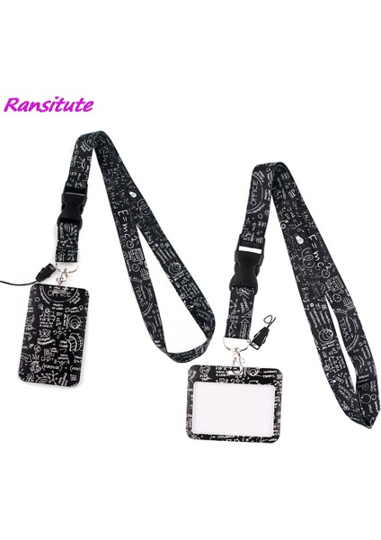 Stil 2 Ransitute R1429 Denklem Yaratıcı Kordon Kart Tutucu Öğrenci Asılı Boyun Cep Telefonu Ipi Rozeti Metro Erişim Kartı Tutucu (Yurt Dışından)