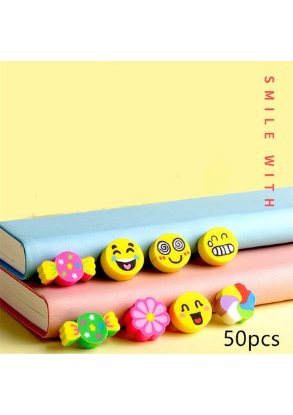 10-Smiley Hiçbir Şişe 50 Adet/takım Silgi Öğrenci Öğrenme Kırtasiye Çocuk Için Yaratıcı Hediye Çocuklar Silgi Yenilik Silgiler Sevimli Karikatür Ifade Silgi (Yurt Dışından)