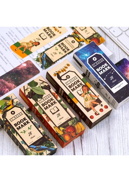 Yıldızlı Gökyüzü 28 Adet/paket Vintage Sanat Kız Yıldızlı Gökyüzü Fruitbookmarks Kitap Tutucu Mesaj Kartı Dıy Okul Malzemeleri (Yurt Dışından) indirimleri