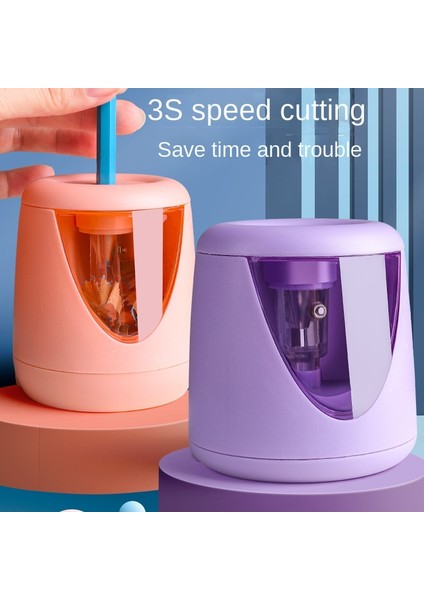 Pembe USB Otomatik Elektrikli Kalemtıraş Ağır USB Mekanik Çocuklar Kızlar Için Okul Kırtasiye Ofis ve Kırtasiye (Yurt Dışından) fırsatları