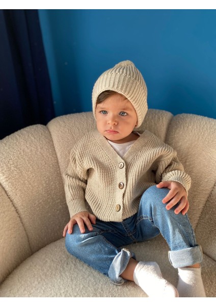 Çocuk Unisex Düğmeli Triko Hırka