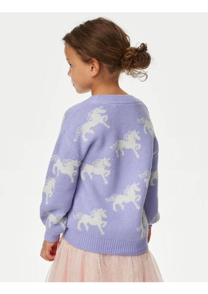 Marks & Spencer Unicorn Desenli Yuvarlak Yaka Kazak