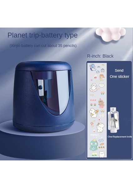 Mavi Otomatik Elektrikli Kalemtıraş Çok Fonksiyonlu Ağır USB Mekanik Okul Ilköğretim Öğrencileri Çocuk Kırtasiye Hediye (Yurt Dışından)