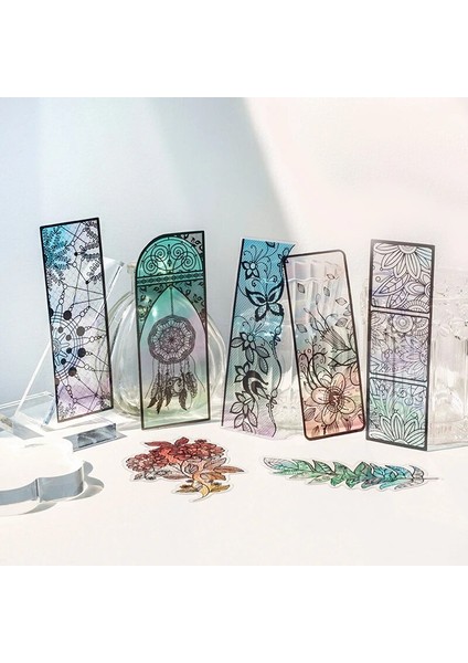 D 6 Adet/takım Kelebek Tüy Çiçek Dreamcatcher Imi Pvc Mat Okuma Kitap Ayracı Retro Kitap Sayfası Işaretleyici Kırtasiye Malzemeleri (Yurt Dışından)