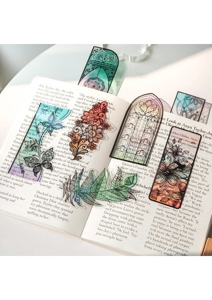 D 6 Adet/takım Kelebek Tüy Çiçek Dreamcatcher Imi Pvc Mat Okuma Kitap Ayracı Retro Kitap Sayfası Işaretleyici Kırtasiye Malzemeleri (Yurt Dışından)