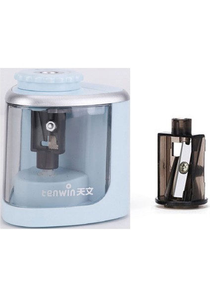 Mavi ve 1 Adet Bıçak Sevimli Okul Malzemeleri Otomatik Bileme Elektrikli Kalemtıraş 6-12MM Kalemler ve Renkli Kalemler Için Iki Çift Delik Anahtarı (Yurt Dışından)