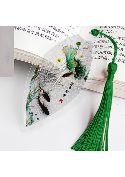 F Çin Tarzı Imi Lotus Desen Şeffaf Kitap Ayracı Oldukça Estetik Yaprak Damar Imi Hediye Öğrenciler Için Okul Malzemeleri (Yurt Dışından)