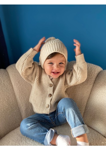 Çocuk Unisex Düğmeli Triko Hırka