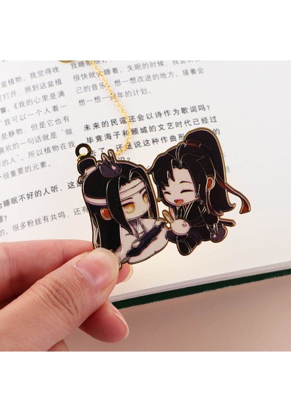 B 3 2022 Metal Kitap Ayraçları Evcilleştirilmemiş Mo Dao Zu Shi Şeytani Yetiştiriciliğin Büyük Ustası Wei Wuxian Lan Wangji Oymalı Kitap Ayracı (Yurt Dışından) modelleri