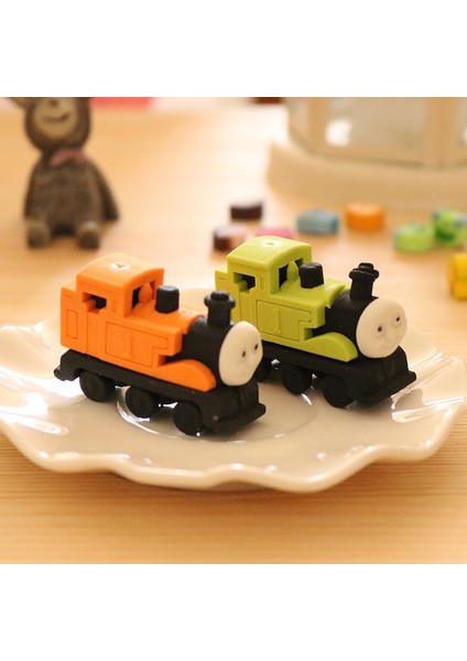 Yeşil 2 Adet Sevimli Karikatür Tren Modelleme Kauçuk Çocuk Öğrenme Kırtasiye Hediye Ödül Kawaii Okul Malzemeleri Kauçuk (Yurt Dışından) modelleri