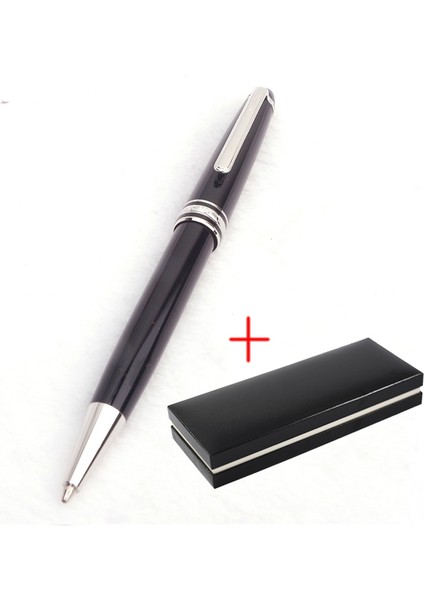 Gümüş Kalem ve Kutu Monte Meisterstuck Koleksiyonu Siyah Reçine Tükenmez Blance MB Rollerball Kalemler Platin Kaplamalı Kakma Seri Numarası 163 Kutulu (Yurt Dışından)