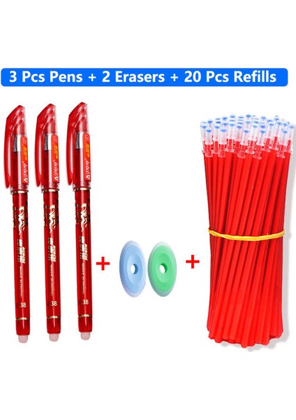 25 Adet Kırmızı Set A 25 Adet/takım Renkli Silinebilir Jel Kalem Yedekler Çubuklar 0.5mm Kawaii Tükenmez Kalemler Yıkanabilir Kolu Ofis Okul Yazma Kırtasiye (Yurt Dışından)