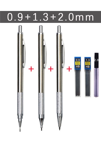 0.9mm 1.3mm 2.0mm 0.5 0.7 0.9 1.3 2.0mm Mekanik Kurşun Kalem Seti Tam Metal Sanat Çizim Boyama Otomatik Kurşun Kalem Ofis Okul Malzemeleri (Yurt Dışından)
