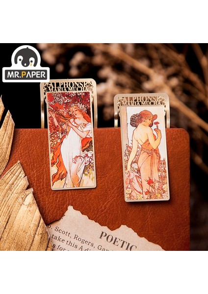 S12624 Mr Kağıt 8 Tasarım Vintage Imi Mucha Barok Tarzı Kitap Işaretleyici Kitap Klipsi Metal Içi Boş Okul Malzemeleri Kore Kırtasiye (Yurt Dışından)