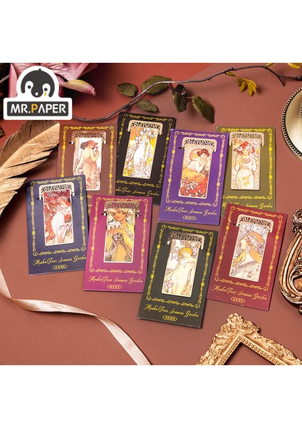 S12624 Mr Kağıt 8 Tasarım Vintage Imi Mucha Barok Tarzı Kitap Işaretleyici Kitap Klipsi Metal Içi Boş Okul Malzemeleri Kore Kırtasiye (Yurt Dışından)