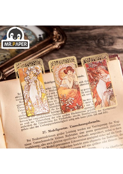 S12624 Mr Kağıt 8 Tasarım Vintage Imi Mucha Barok Tarzı Kitap Işaretleyici Kitap Klipsi Metal Içi Boş Okul Malzemeleri Kore Kırtasiye (Yurt Dışından)