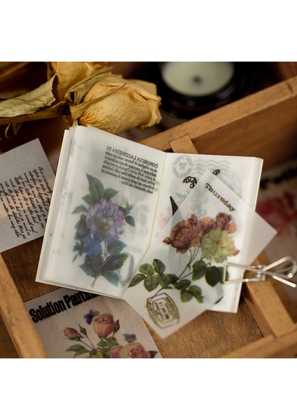 G Dimi 50 Yaprak Vintage Yaratıcı Saydam Malzeme Kitap Sülfürik Asit Kağıt Bitki Çiçekler Günlük Kayıt Scrapbooking Kırtasiye (Yurt Dışından)