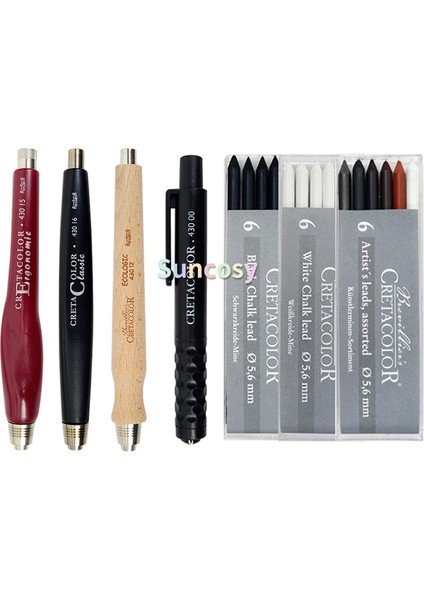 26102.2 - 6 Adet Cretacolor 5.6mm Kurşun Tutucu, Konfor Için Tasarlandı, Kolayca Doldurulabilir, Grafit Kurşun Seti, 6 Renkli (Yurt Dışından)