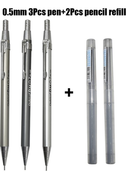 0.5mm 3 + 2 Adet 0.5mm 0.7mm Basit Metal Doku Mekanik Kurşun Kalem Yüksek Kaliteli Kalem Kurşun Öğrenci Çizim ve Yazma Malzemeleri (Yurt Dışından)