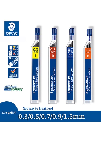 0.5mm H Almanya Staedtler Kurşun Çekirdek 0.3/0.5/0.7/0.9mm Mekanik Kalem Grafit Değişim Çekirdek Anti-Break Gri Tonlamalı Hassas Kırtasiye (Yurt Dışından)