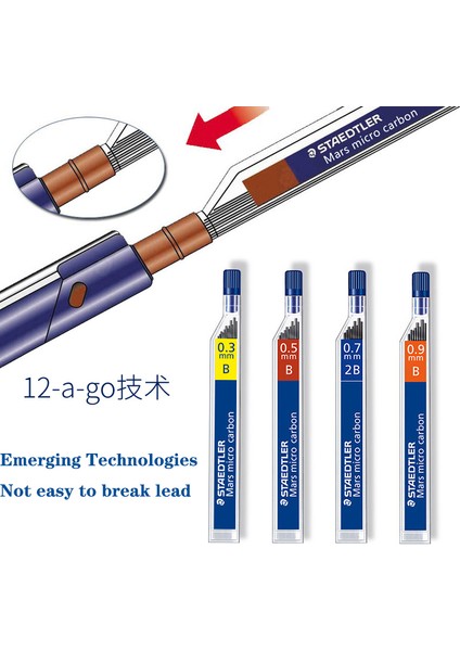 0.5mm H Almanya Staedtler Kurşun Çekirdek 0.3/0.5/0.7/0.9mm Mekanik Kalem Grafit Değişim Çekirdek Anti-Break Gri Tonlamalı Hassas Kırtasiye (Yurt Dışından) fırsatları